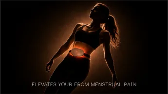 A silhouette of a woman with the belt glowing at her waist.
